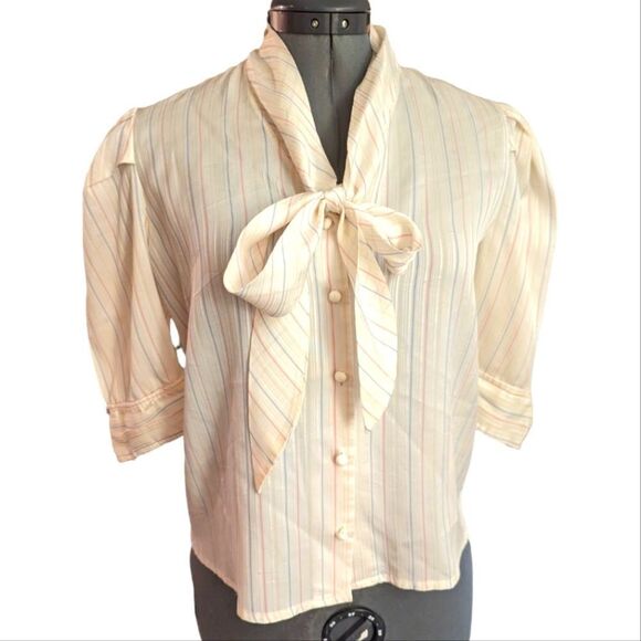 ‎Vintage white and rainbow striped top - Picture 1 of 5